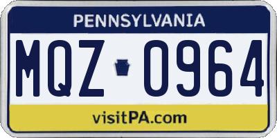 PA license plate MQZ0964