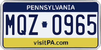 PA license plate MQZ0965