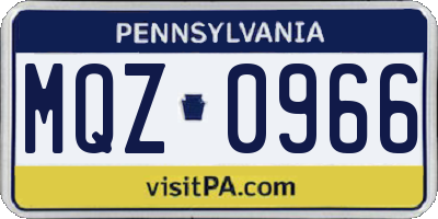 PA license plate MQZ0966