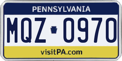 PA license plate MQZ0970
