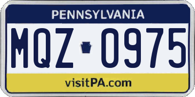 PA license plate MQZ0975