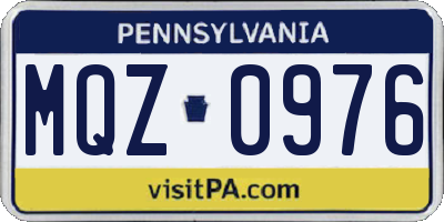 PA license plate MQZ0976