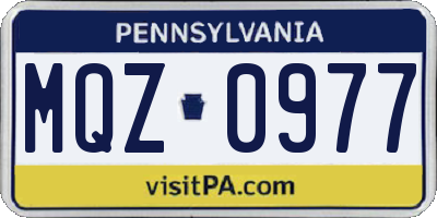 PA license plate MQZ0977