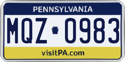 PA license plate MQZ0983