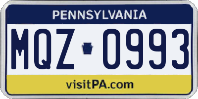 PA license plate MQZ0993