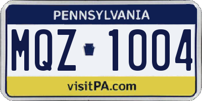PA license plate MQZ1004
