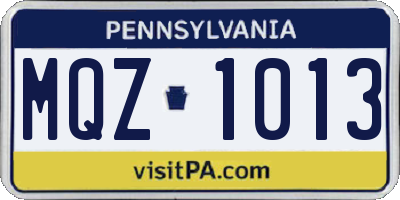 PA license plate MQZ1013