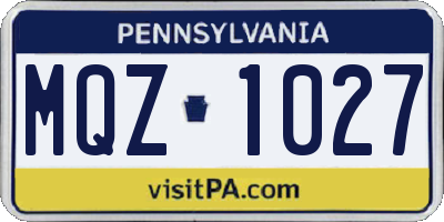 PA license plate MQZ1027