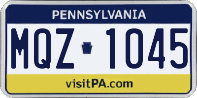 PA license plate MQZ1045