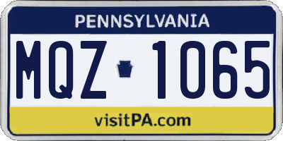PA license plate MQZ1065