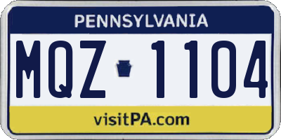 PA license plate MQZ1104