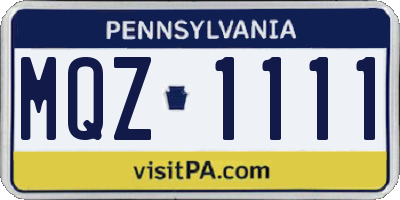 PA license plate MQZ1111