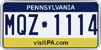 PA license plate MQZ1114