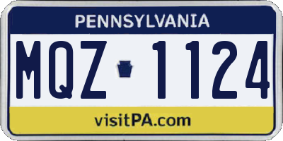 PA license plate MQZ1124