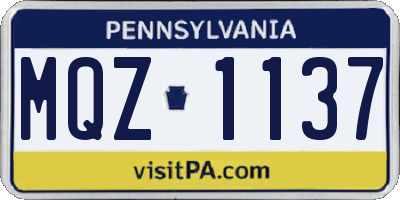 PA license plate MQZ1137