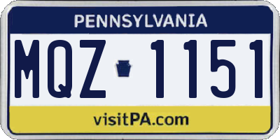 PA license plate MQZ1151