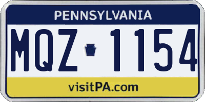 PA license plate MQZ1154
