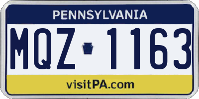 PA license plate MQZ1163