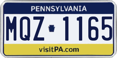 PA license plate MQZ1165