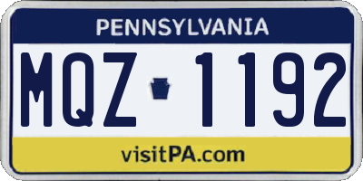 PA license plate MQZ1192