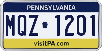 PA license plate MQZ1201