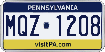 PA license plate MQZ1208
