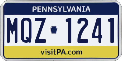 PA license plate MQZ1241