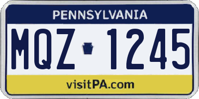 PA license plate MQZ1245
