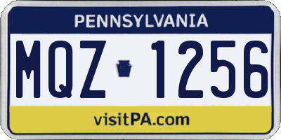 PA license plate MQZ1256