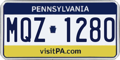 PA license plate MQZ1280
