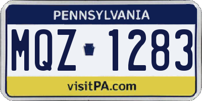 PA license plate MQZ1283
