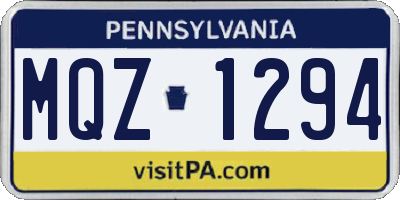 PA license plate MQZ1294