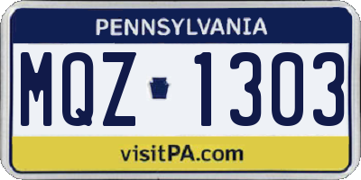 PA license plate MQZ1303