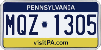 PA license plate MQZ1305