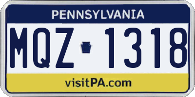 PA license plate MQZ1318