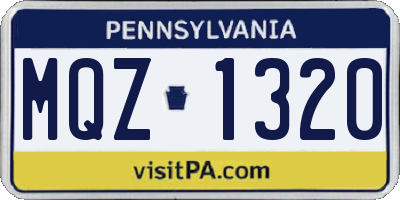 PA license plate MQZ1320
