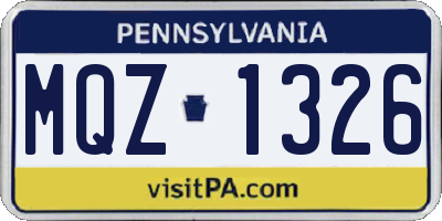 PA license plate MQZ1326