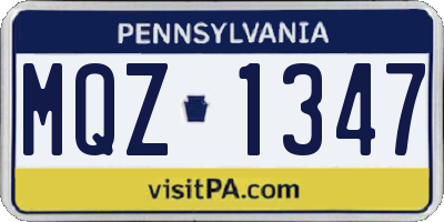 PA license plate MQZ1347