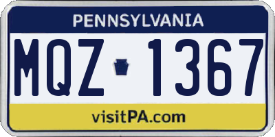 PA license plate MQZ1367