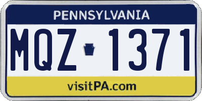 PA license plate MQZ1371