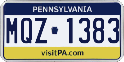 PA license plate MQZ1383