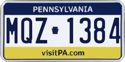 PA license plate MQZ1384
