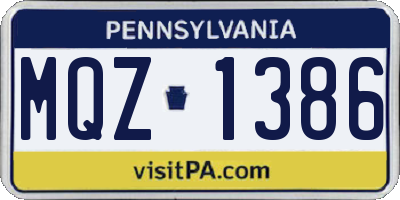 PA license plate MQZ1386