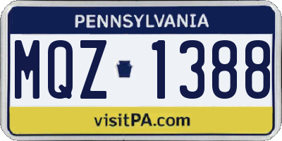 PA license plate MQZ1388