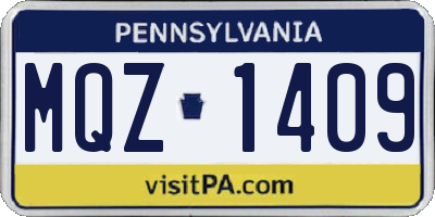 PA license plate MQZ1409