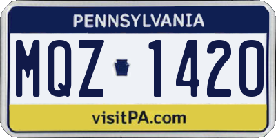 PA license plate MQZ1420