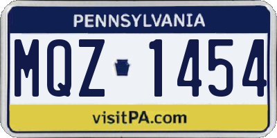 PA license plate MQZ1454