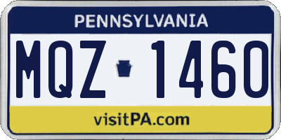 PA license plate MQZ1460