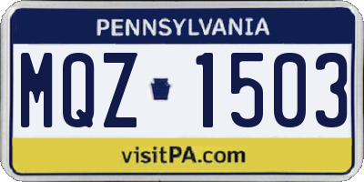 PA license plate MQZ1503