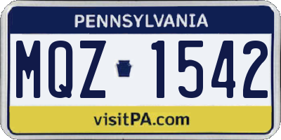 PA license plate MQZ1542